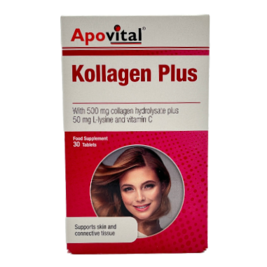 قرص کلاژن پلاس آپوویتال حاوی ویتامین سی و لیزین Apovital Kollagen Plus